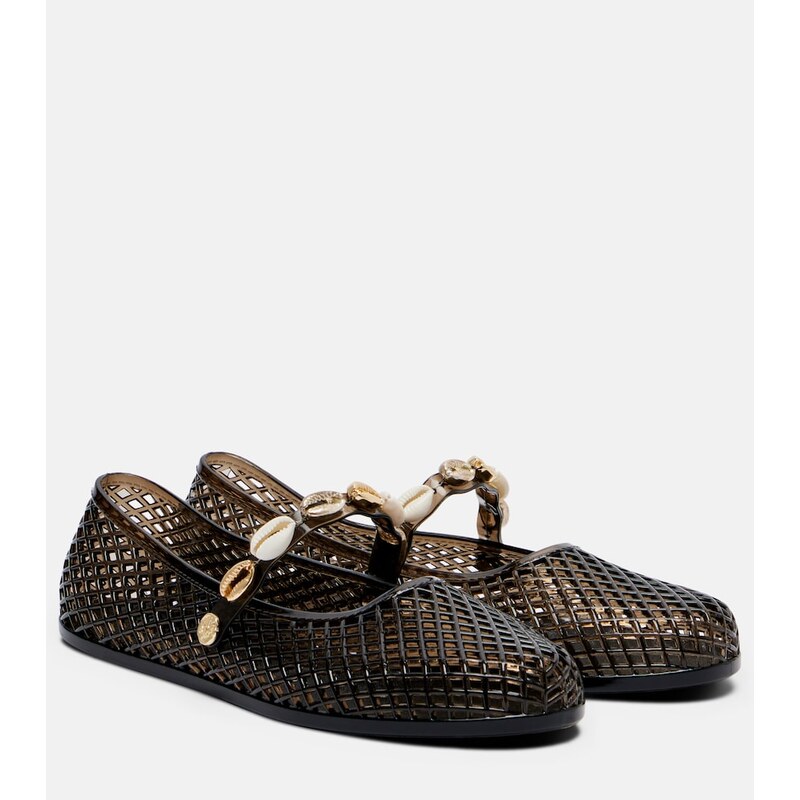 Ancient Greek Sandals Iro embellished fishnet ballet flats