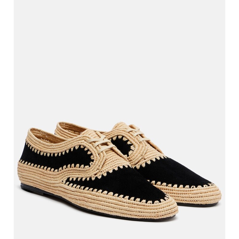 Gabriela Hearst Strength raffia and suede Derby shoes
