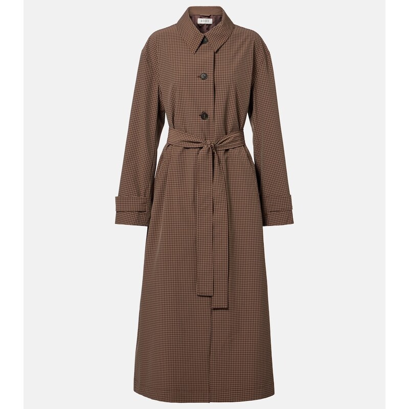Dámský trenčkot Róhe Checked belted coat v hnědé barvě