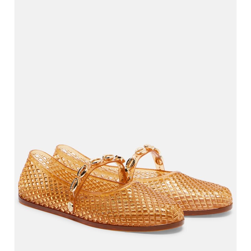 Ancient Greek Sandals Iro embellished fishnet ballet flats