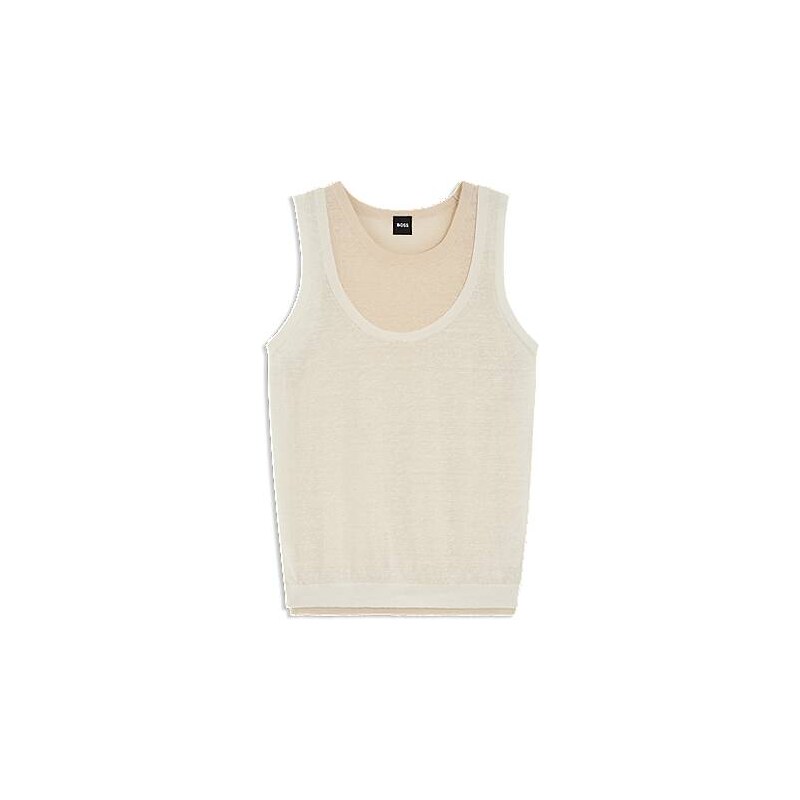 BOSS Sleeveless top in linen and cotton with layered design 115189582
