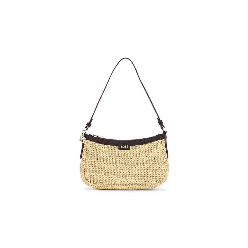 BOSS Raffia shoulder bag with Double B monogram charm 115059912