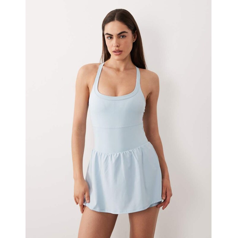 4505 active run dress with inner bra and under short in ice blue 115070914
