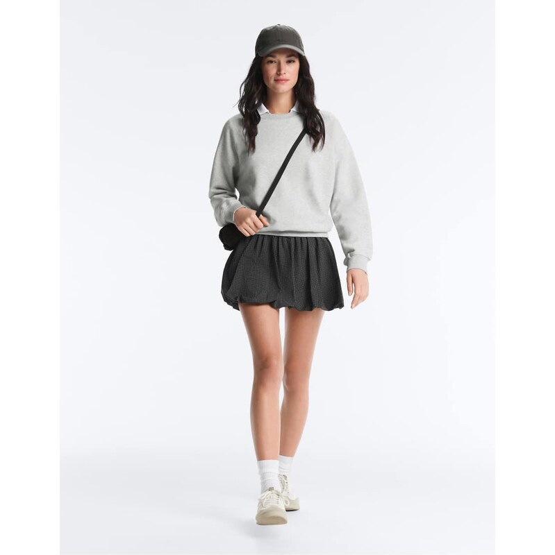 OYSHO Compressive checked balloon skirt in black