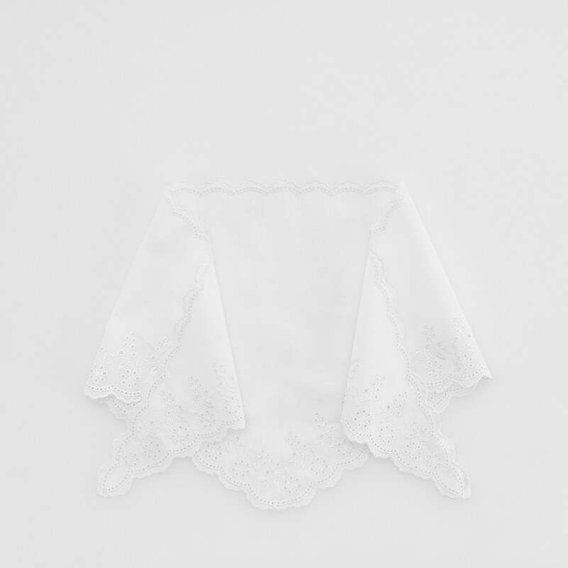 Reserved - Háčkovaný trojúhelníkový šátek bandana - krémová 115066477