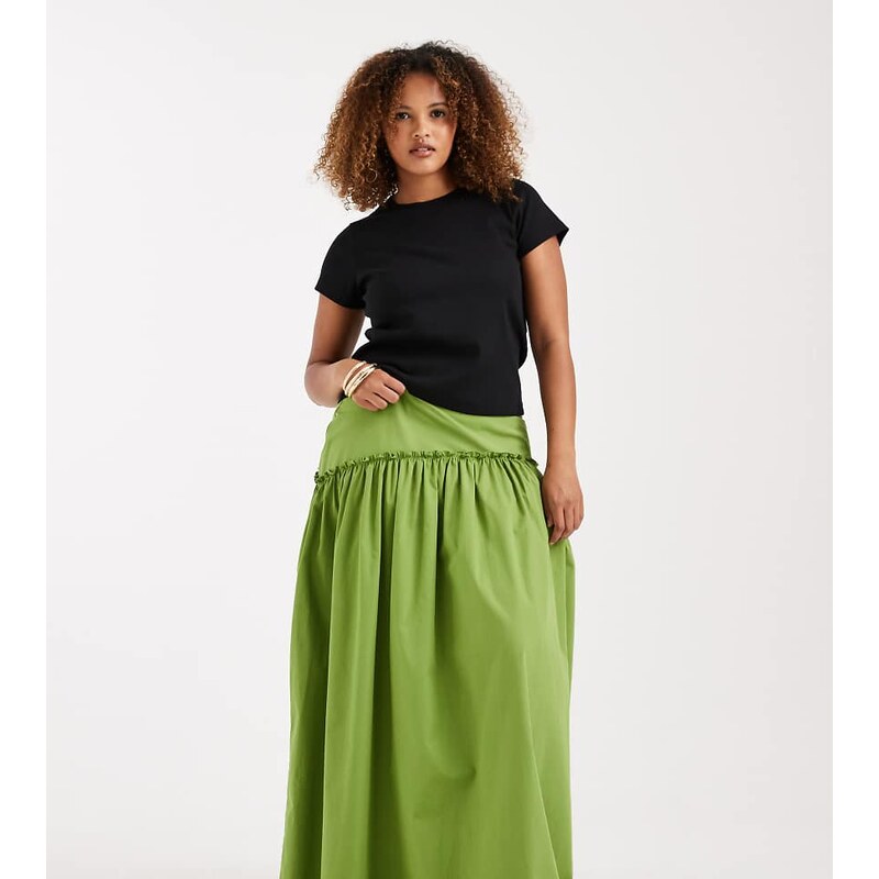 ASOS Curve ASOS DESIGN Curve asymmetric dropped waist maxi skirt in 115517488