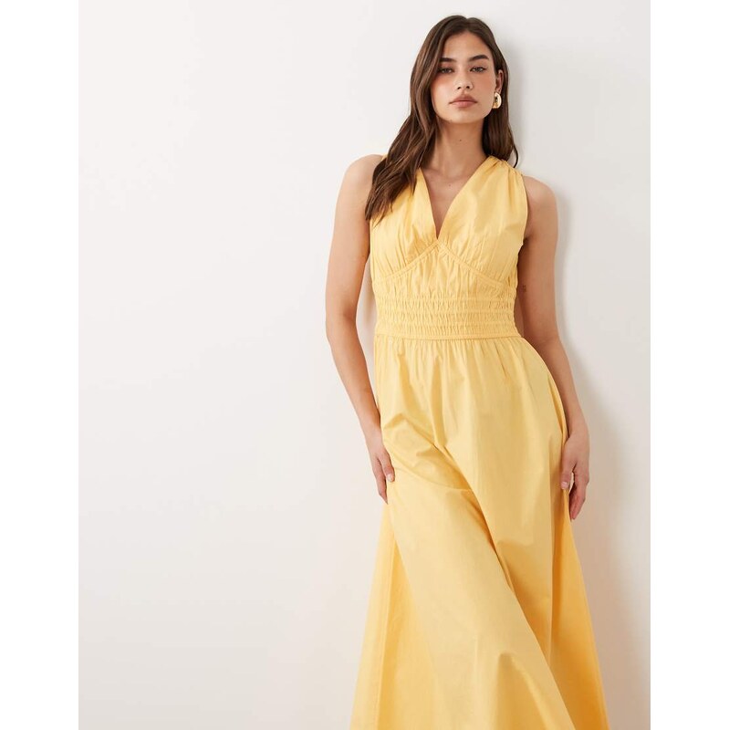 Nobodys Child Angelica cotton v-neck sleeveless shirred bodice midi 115071012