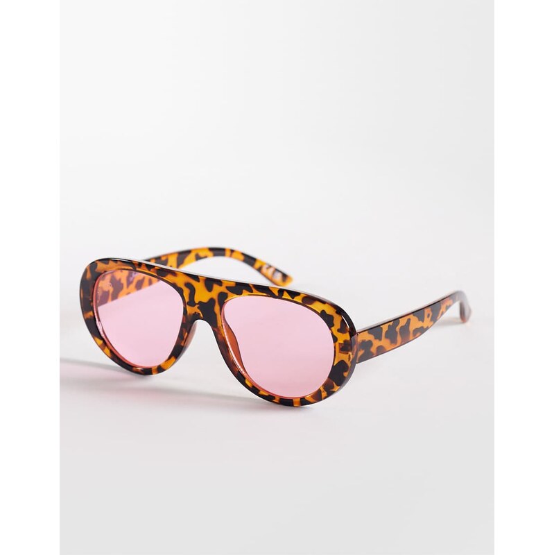 Jeepers Peepers flat top round sunglasses in bright tort with