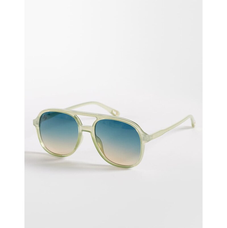 Jeepers Peepers aviator sunglasses in green with blue lens 115409062