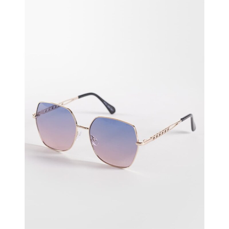 Jeepers Peepers large square sunglasses in gold with blue gradient 115409064