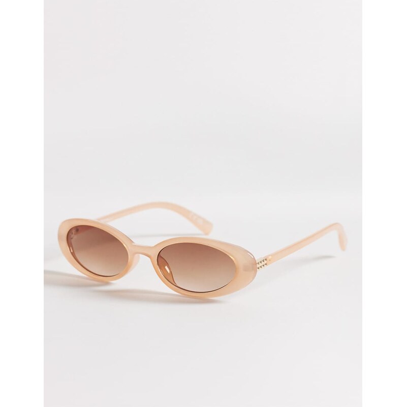 Jeepers Peepers oval sunglasses in cream with brown lens-White 115409066