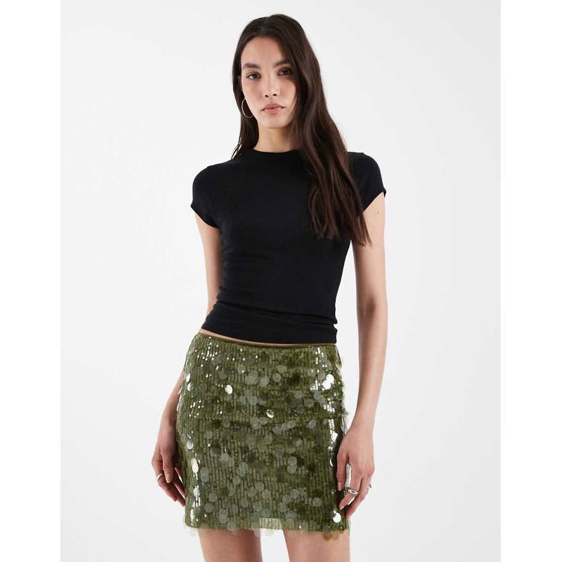 ASOS DESIGN mixed sequin mini skirt in green