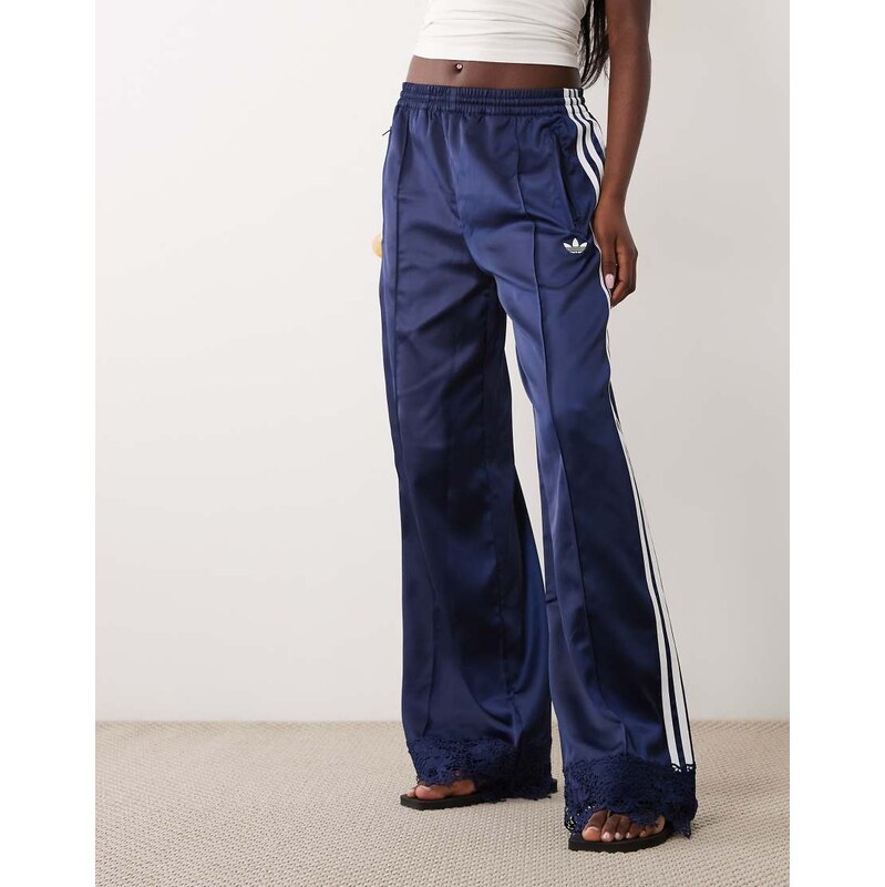 adidas Originals satin firebird track pants with lace hem in