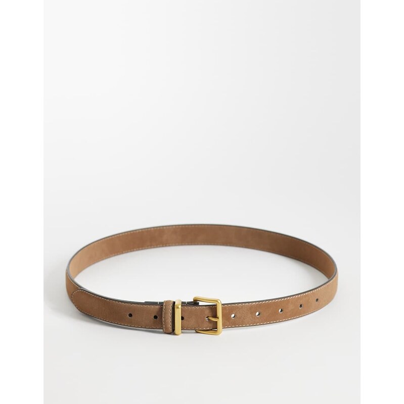 ASOS DESIGN waist and hip jeans belt with square buckle in light tan 115087508