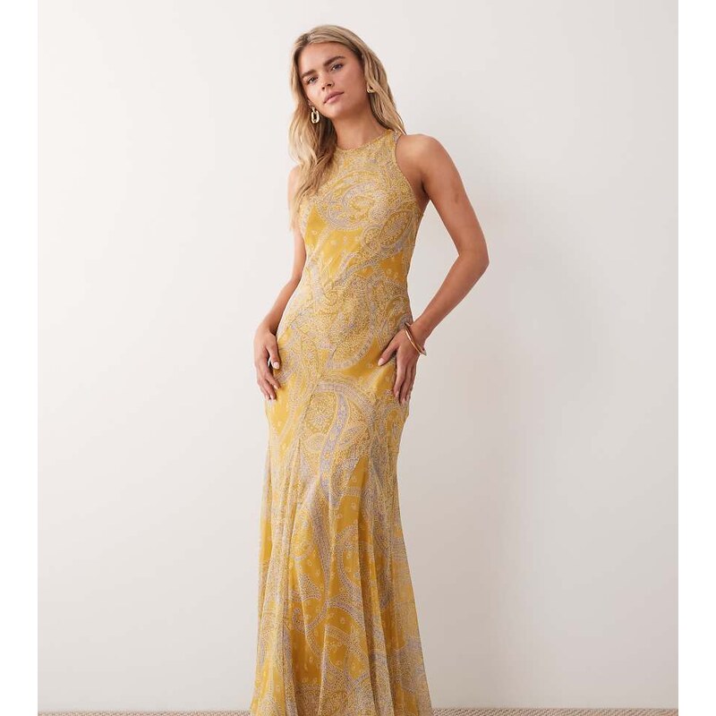ASOS Petite ASOS DESIGN Petite racer neck bias maxi dress with godet 115532079