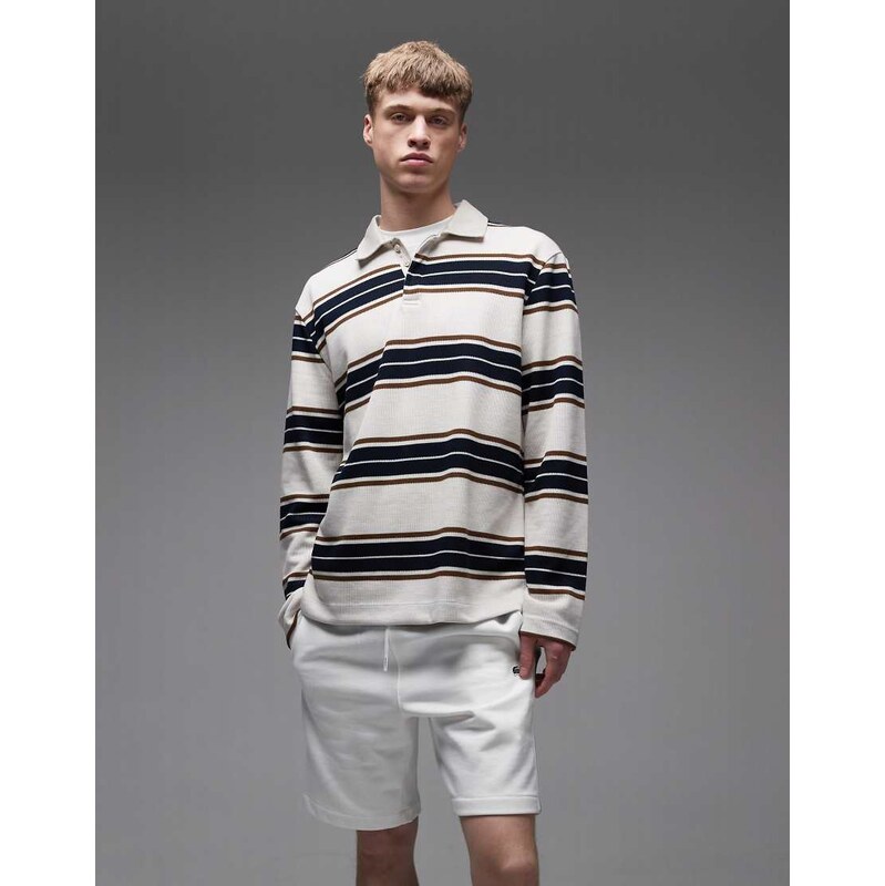 Lacoste logo taping jersey shorts in white-Neutral
