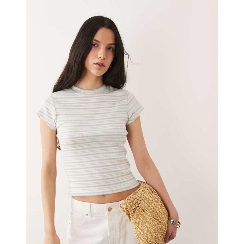 ASOS DESIGN striped baby tee in light blue-Multi 115087767