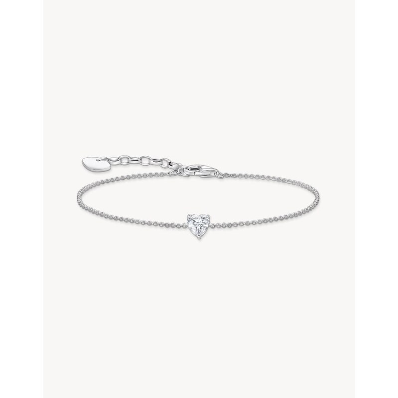 Thomas Sabo Silver bracelet with white heart-shaped pendant in