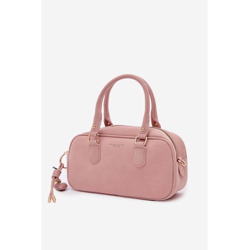 Flora&Co Malá kabelka typu Kufrík z eko semiše Růžová Annelle