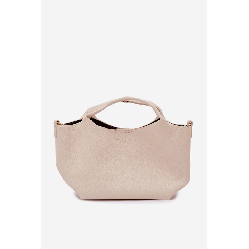 Kožená taška z imitace světle béžová model 22111572 - Flora&Co
