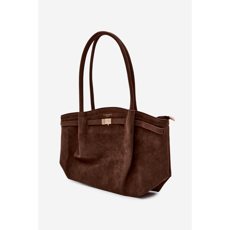 Flora&Co Shopper kabelka z eko semiše čokoládová Elleea