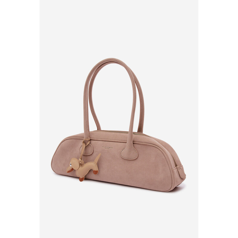Flora&Co Bagetová kabelka z imitace semiše s přívěskem Doga