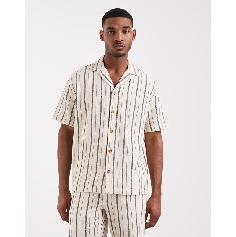 ASOS DESIGN co-ord stripe shirt in black and white-Multi