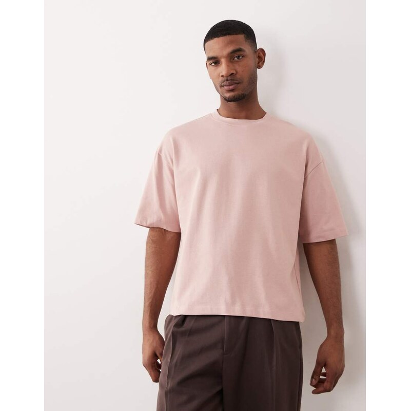 ASOS DESIGN heavyweight boxy oversized t-shirt in pink