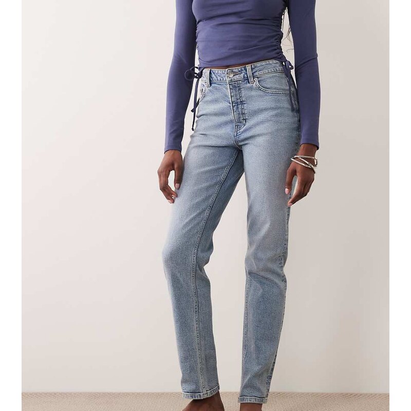 ASOS Tall ASOS DESIGN Tall slim fit mom jeans in mid blue 115521998