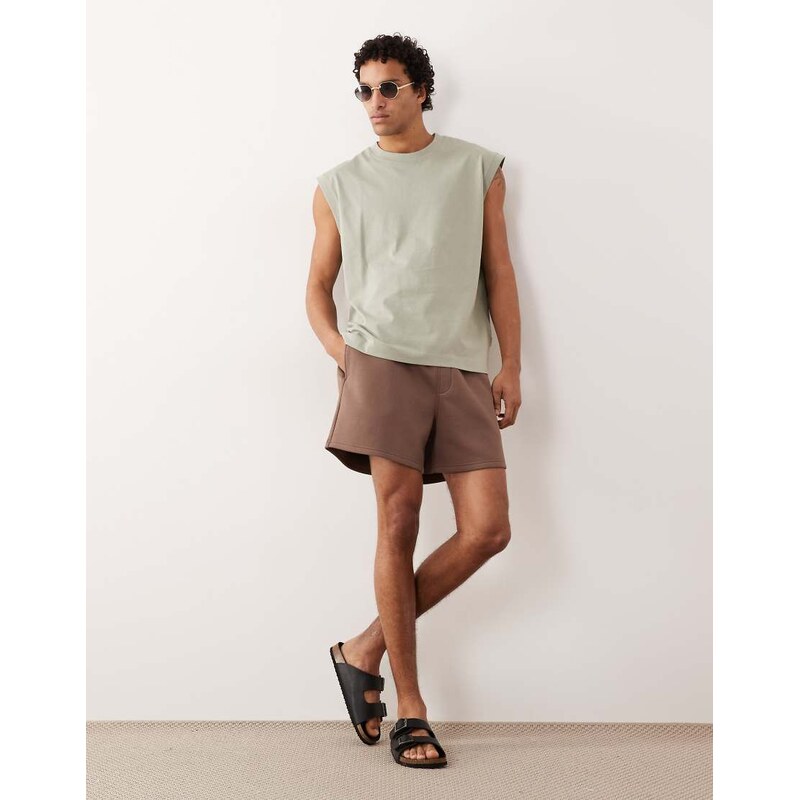 ASOS DESIGN essentials oversized fit jersey shorts in brown