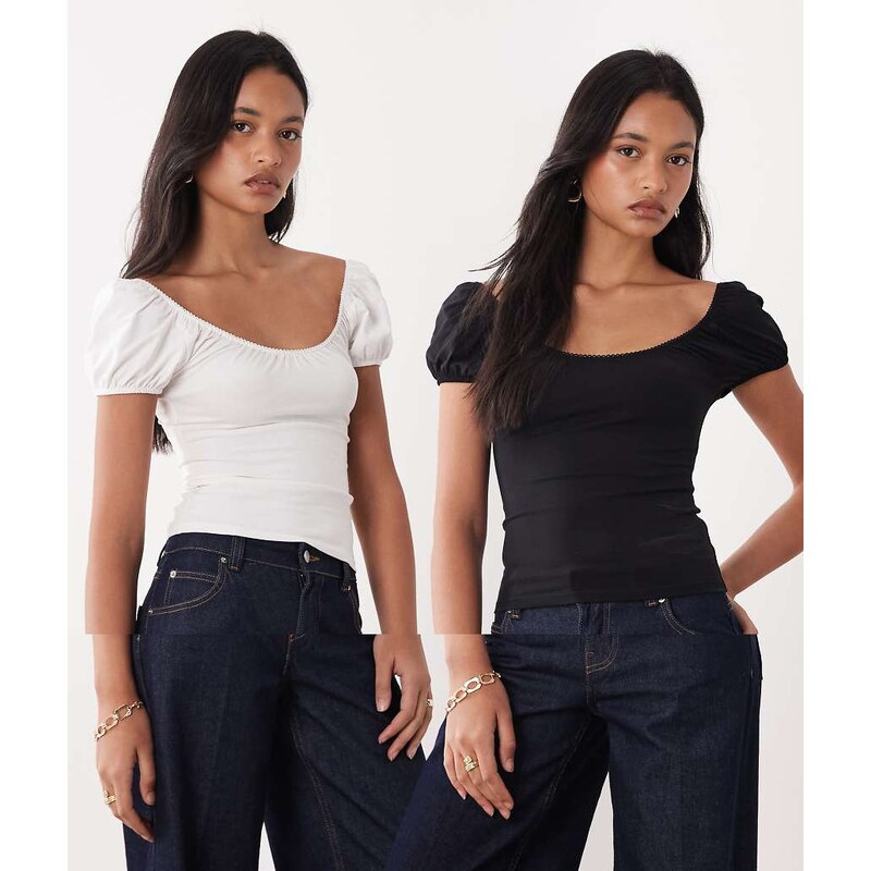 Miss Selfridge 2 pack milkmaid top-Multi