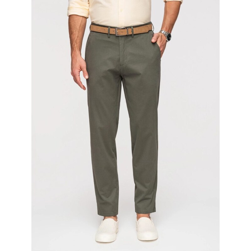 Ombre Clothing Pánské khaki kalhoty chinos V3 PACP-0293