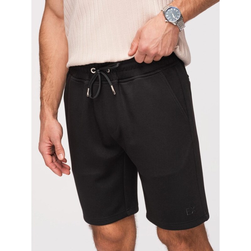 Ombre Clothing Trendy černé pánské šortky s logem V1 SRBC-0153