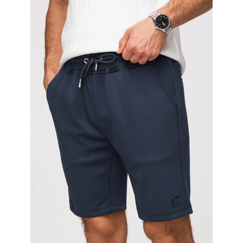 Ombre Clothing Trendy tmavě modré pánské šortky s logem V4 SRBC