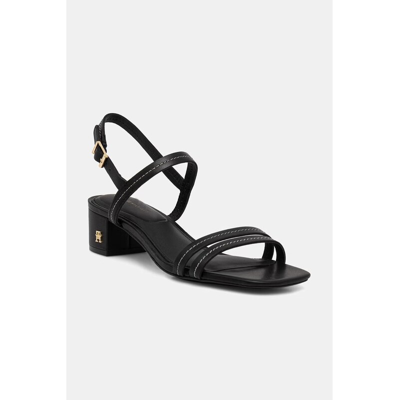 Tommy Hilfiger sandály na sloupku kožené LOW HEEL SANDAL STITCHING