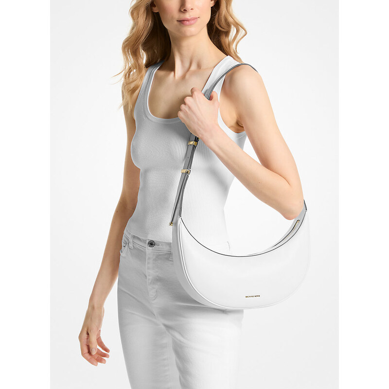Michael Kors půlměsíc medium kožená kabelka bílá