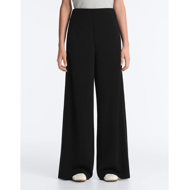 OYSHO Soft-touch wide-leg trousers with modal and faggoting embroidery 115087820