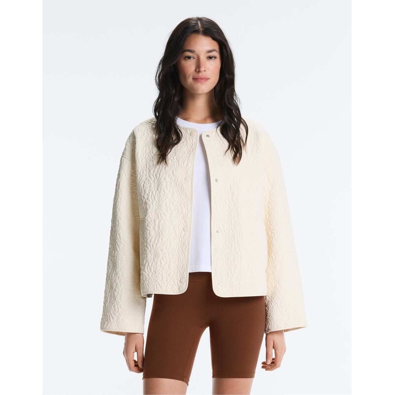 OYSHO Fellex aerogel floral padded jacket in stone-Neutral 115079799