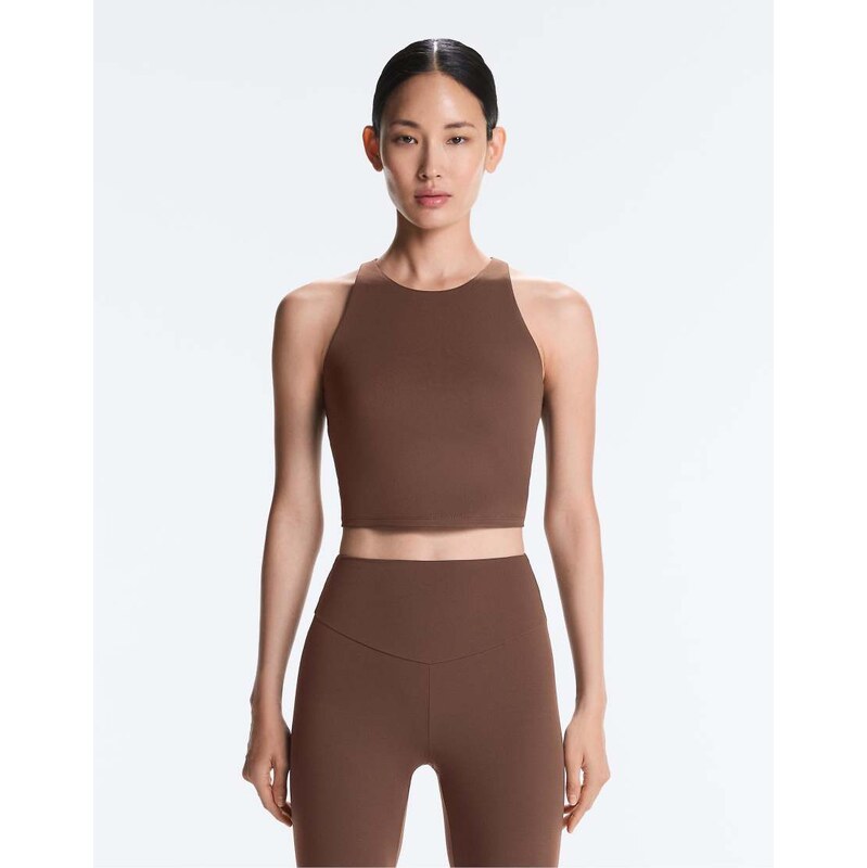 OYSHO Comfortlux strap tank top with cups in brown