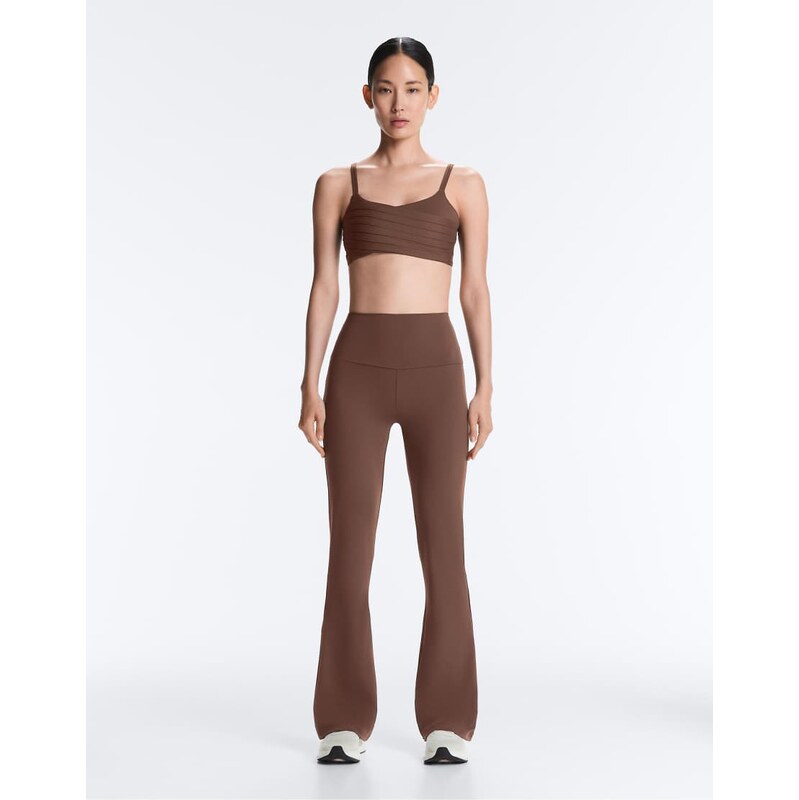 OYSHO Comfortlux high-rise flare trousers in brown 115079809