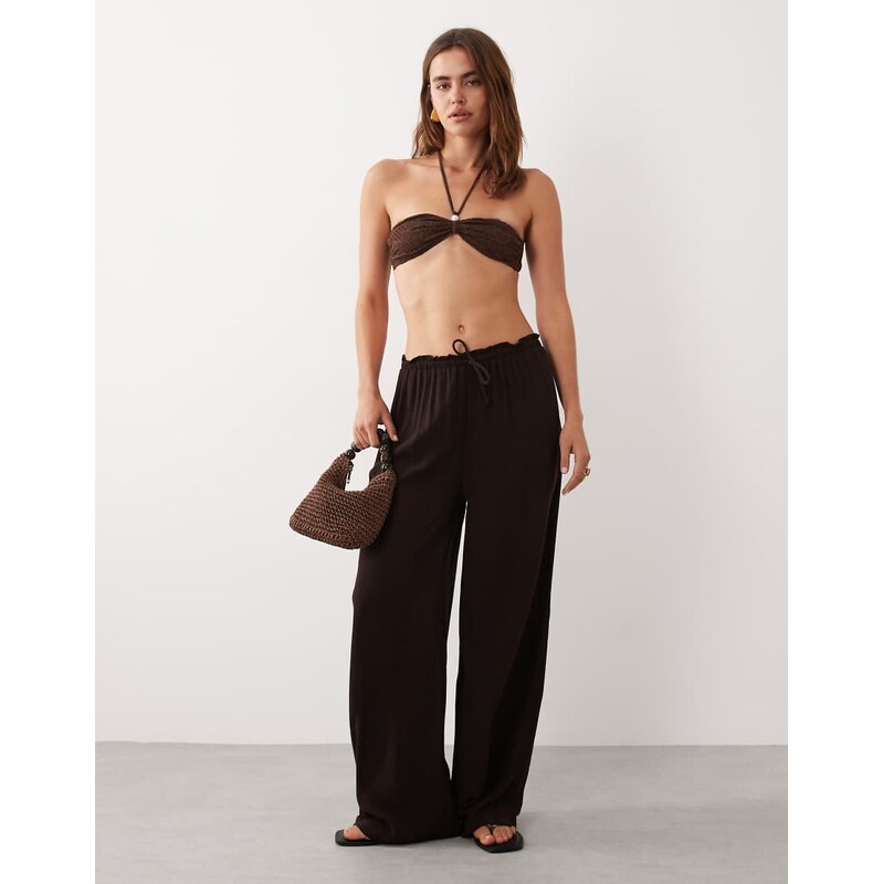 Brave Soul textured beach trousers in brown