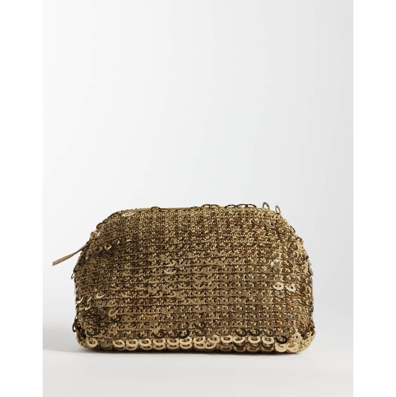 Accessorize sequin weave clutch bag in gold 115078968