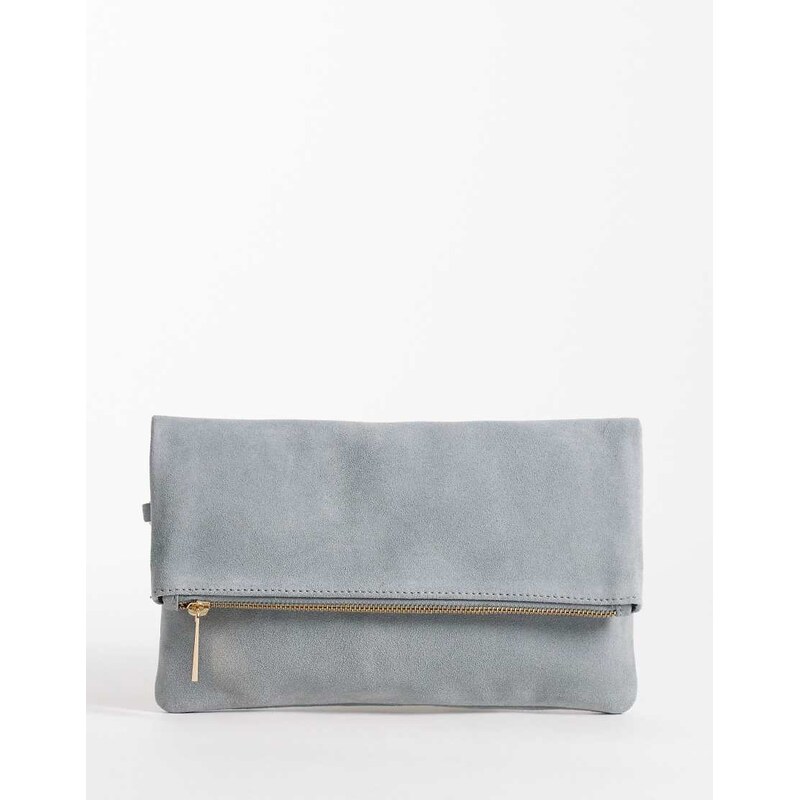 Accessorize foldover suede clutch bag in blue 115078970