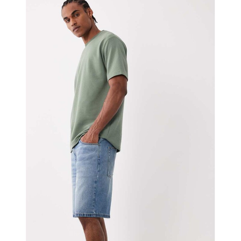 ASOS DESIGN mid length denim jorts in light washed blue