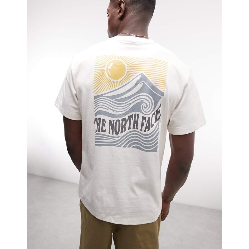 The North Face Mountain Escape backprint relaxed t-shirt in off white