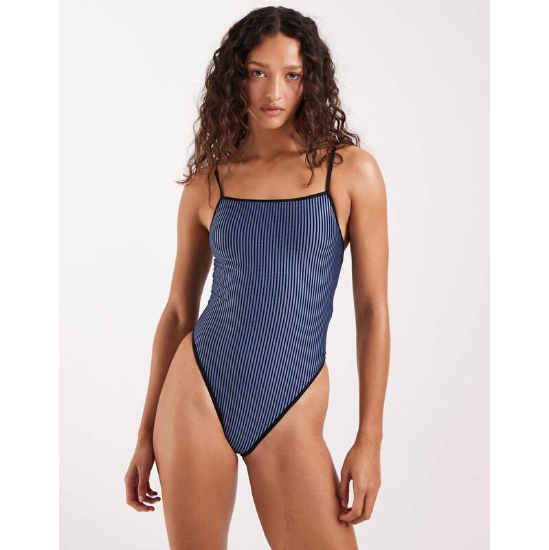 Nike Swimming Nike square neck swimsuit in grey
