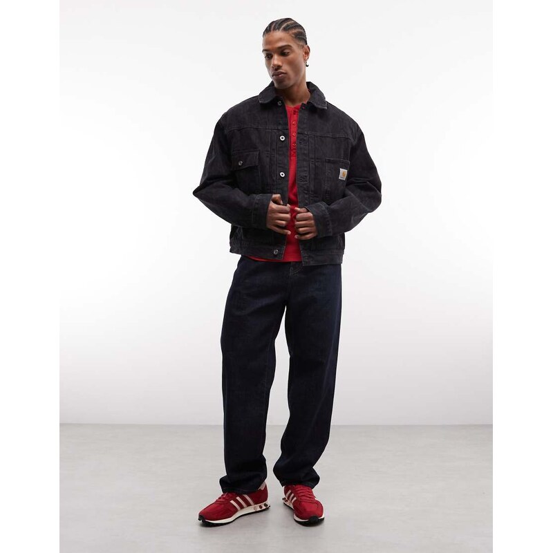 Carhartt WIP belmar denim jacket in dark snake camo-Black