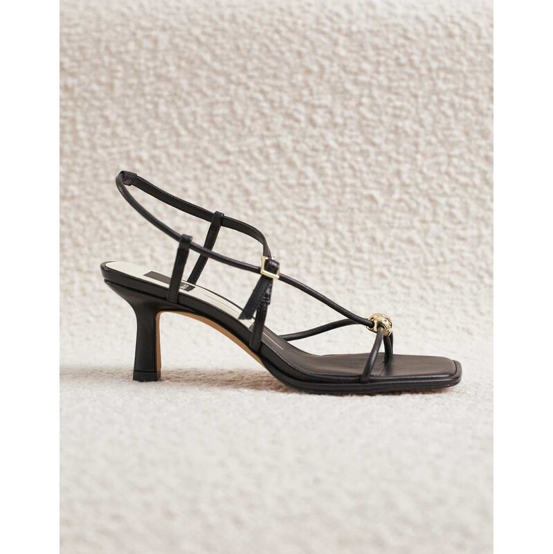 Dolce Vita Mylee strappy mid heel sandals with gold hardware in black 115079169