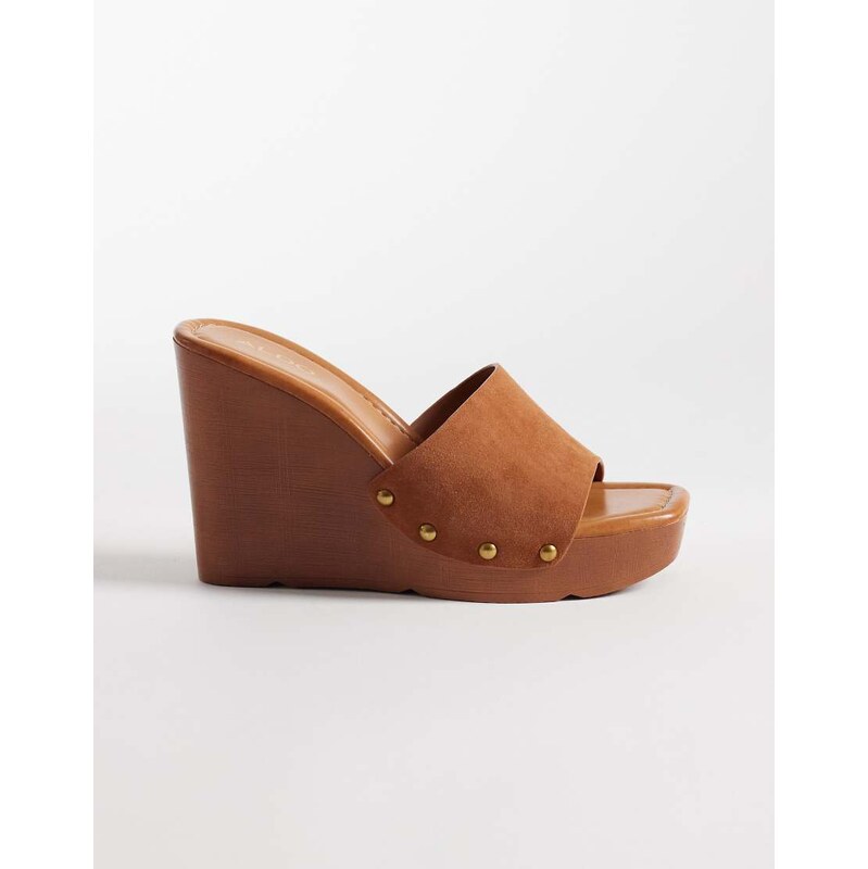 Aldo Grounded crotchet wedge heeled sandals in tan-Brown 115079171