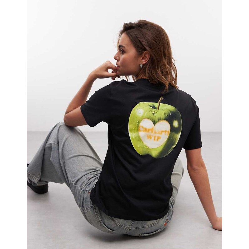 Carhartt WIP spoiled apple back print t-shirt in black 115079189